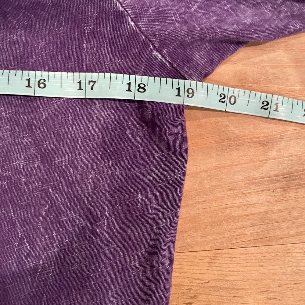 Jess & Jane Purple mineral wash long slv ruffled ๐ฏ % cotton T lagenlook Comfy M - Picture 5 of 8